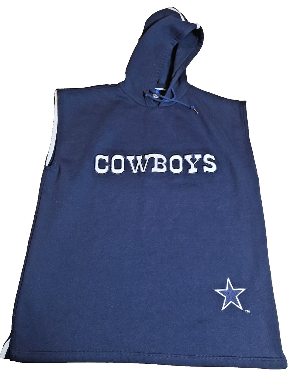 Starter Dallas Cowboys VTG Sleeveless Hoodie NFL Spellout L Blue Korea Y2K 90's